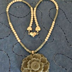 Olmec blue Jadeite, silver and Pearl necklace