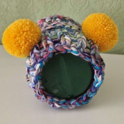 Hand Knitted Dog Snood with cute Pom Poms neck size 10" to 12"