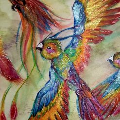 Flight of the Rainbow Phoenix's - Original Watercolour painting.