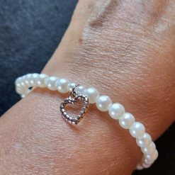 Faux pearl heart bracelet