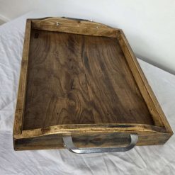 Rustic Reclaimed Wood Serving Tray – Handmade Farmhouse Wooden Tray with Handles