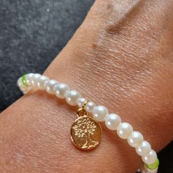 Faux pearl tree of life bracelet
