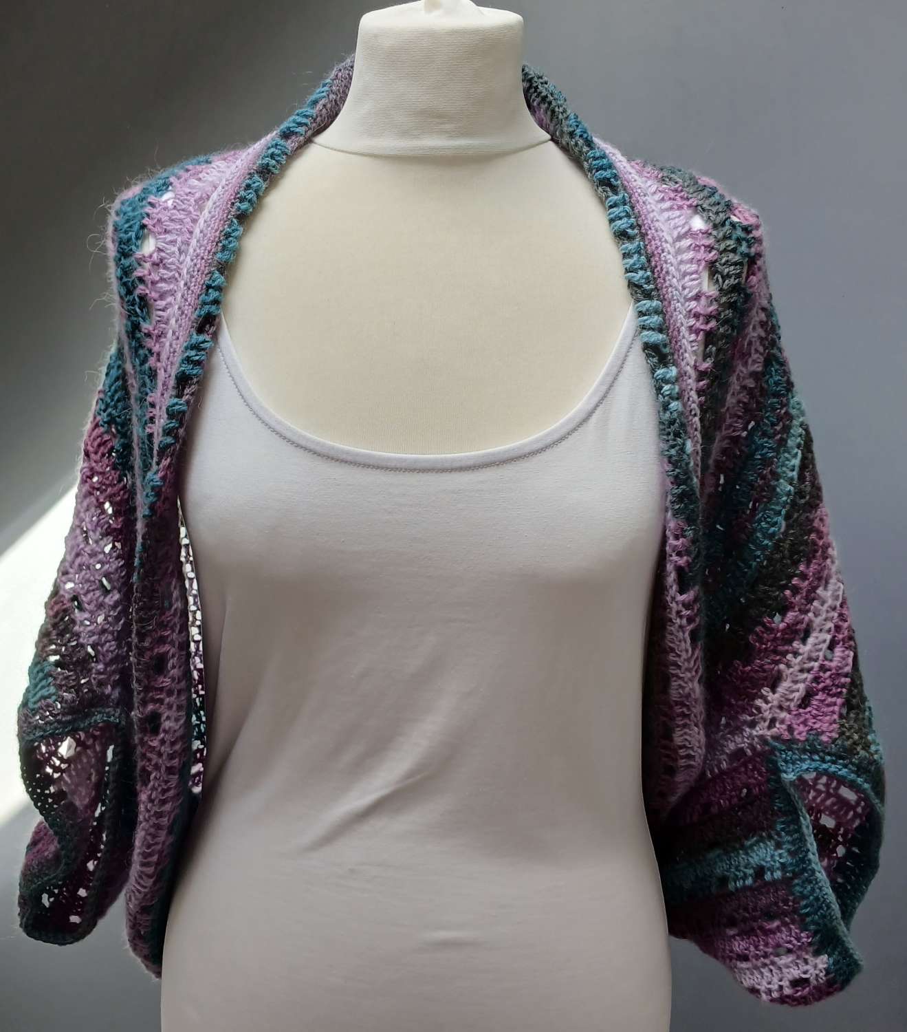 Handmade Crochet Angora-style Shrug Size 10,12 Handmade Crochet Angora-style Shrug Size 10,12