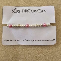 handmade elastic bracelets darker pink