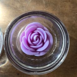 Rose candle with glass tealight holder purple