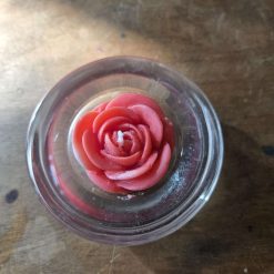 Rose candle with glass tealight holder purple