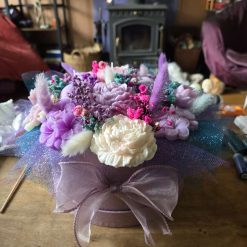 Candle bouquet gift box purple teal 30cm