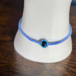 Handmade Evil Eye Bracelet with Silver-Tone Adjustable Clasp