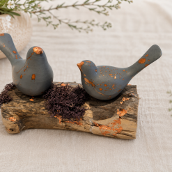 Bird Sculpture, Copper-Leafed Jesmonite on Driftwood, One of a Kind — Dew & Heather