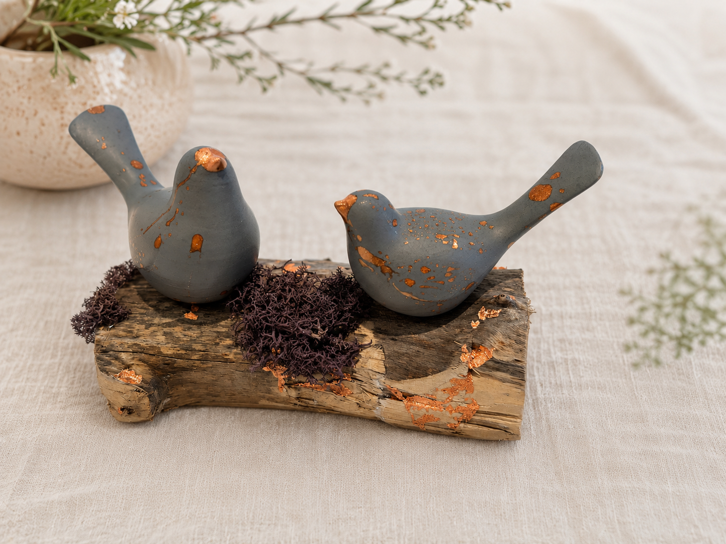 Bird Sculpture, Copper-Leafed Jesmonite on Driftwood, One of a Kind — Dew & Heather Bird Sculpture, Copper-Leafed Jesmonite on Driftwood, One of a Kind — Dew & Heather
