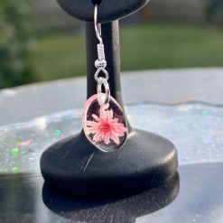 Handmade Resin Earrings with Pressed Flowers - 925 Silver Plated Hooks