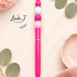 Hot Pink Beaded Pen – Handmade Gift