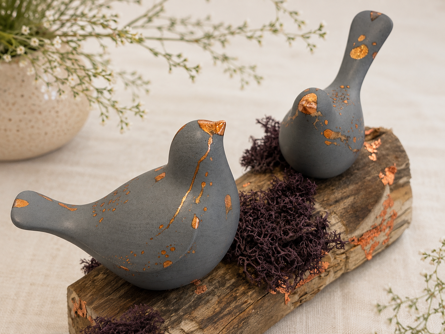 Bird Sculpture, Copper-Leafed Jesmonite on Driftwood, One of a Kind — Dew & Heather Bird Sculpture, Copper-Leafed Jesmonite on Driftwood, One of a Kind — Dew & Heather
