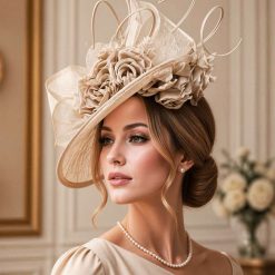 Elegance Collection Side sweep bouquet hattinator in champagne