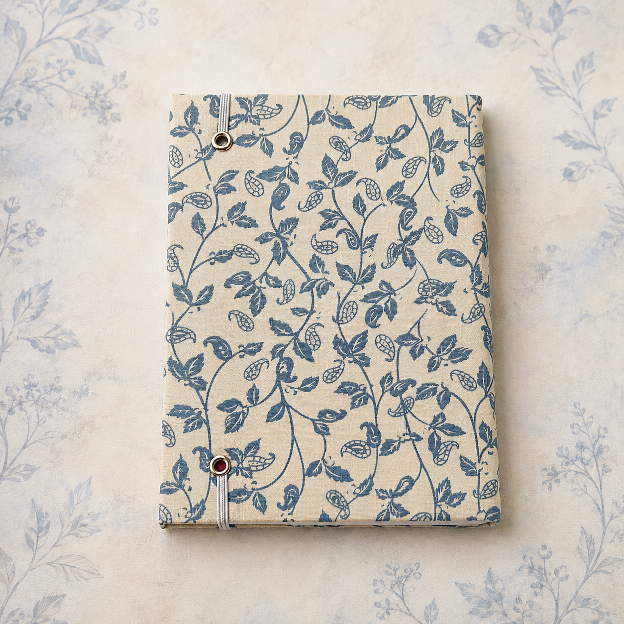 Handmade Blue Botanical Fabric Notebook – A6 Lined Journal Handmade Blue Botanical Fabric Notebook – A6 Lined Journal