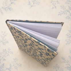 Handmade Blue Botanical Fabric Notebook – A6 Lined Journal 1 Handmade Blue Botanical Fabric Notebook – A6 Lined Journal 1