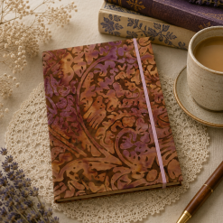 Handmade Dusky Pink Botanical Fabric Notebook – A6 Lined Journal