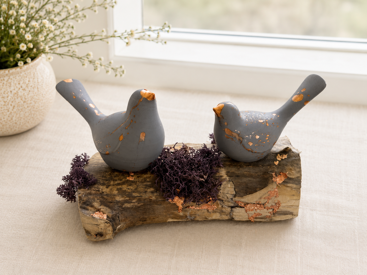 Bird Sculpture, Copper-Leafed Jesmonite on Driftwood, One of a Kind — Dew & Heather Bird Sculpture, Copper-Leafed Jesmonite on Driftwood, One of a Kind — Dew & Heather