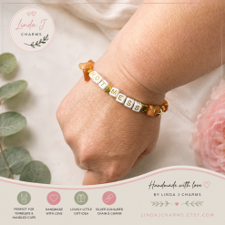 Personalised Gemstone Chip Word Bracelet – Made to Order Stretch Bracelet – Choose Your Wording – Handmade Gift for Her