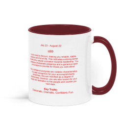 Leo, Astrology Coffee Mug - Red and White 1 Leo, Astrology Coffee Mug - Red and White 1