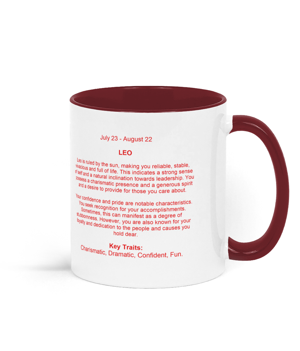 Leo, Astrology Coffee Mug - Red and White Leo, Astrology Coffee Mug - Red and White