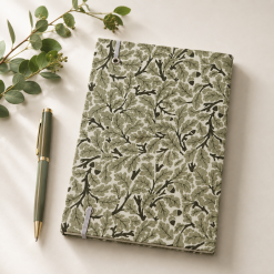 Handmade Green Leaf Fabric Notebook | A6 Journal | Square Grid Pages | Traditional Bookbinding 1 Handmade Green Leaf Fabric Notebook | A6 Journal | Square Grid Pages | Traditional Bookbinding 1