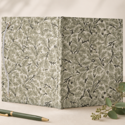 Handmade Green Leaf Fabric Notebook | A6 Journal | Square Grid Pages | Traditional Bookbinding 2 Handmade Green Leaf Fabric Notebook | A6 Journal | Square Grid Pages | Traditional Bookbinding 2