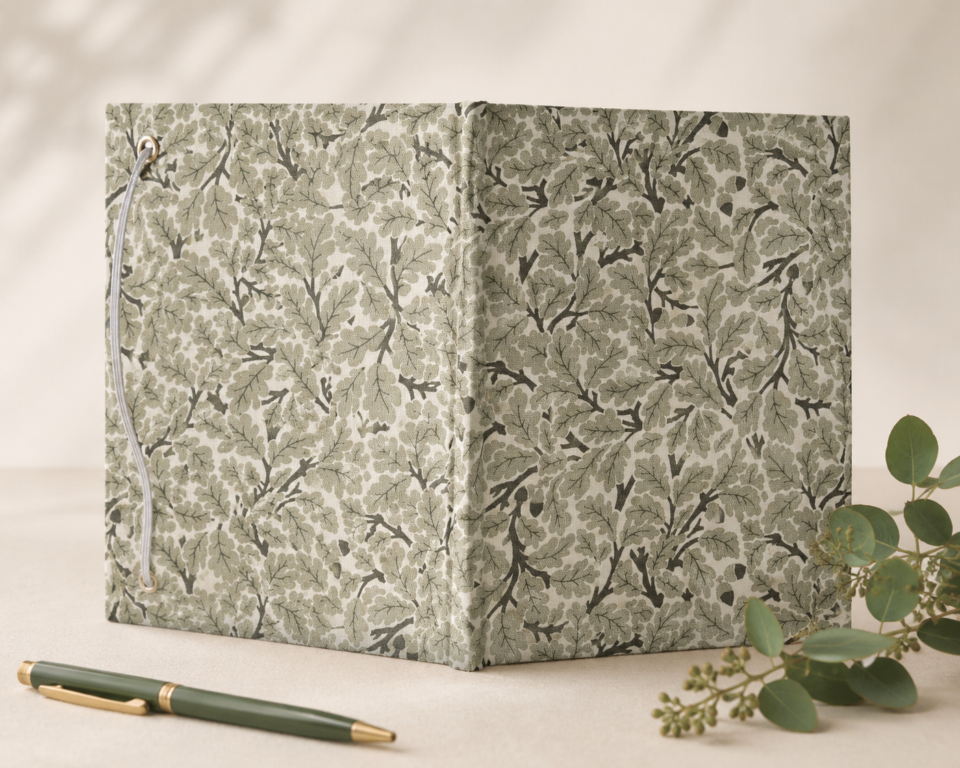 Handmade Green Leaf Fabric Notebook | A6 Journal | Square Grid Pages | Traditional Bookbinding Handmade Green Leaf Fabric Notebook | A6 Journal | Square Grid Pages | Traditional Bookbinding