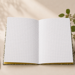 Handmade Green Leaf Fabric Notebook | A6 Journal | Square Grid Pages | Traditional Bookbinding 3 Handmade Green Leaf Fabric Notebook | A6 Journal | Square Grid Pages | Traditional Bookbinding 3