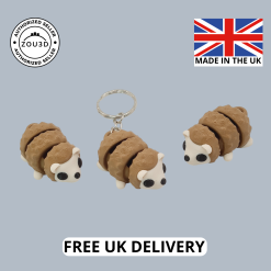 Cute Flexi 3D Printed Fidget Hedgehog Articulated Keyring, Keychain or Bag Charm