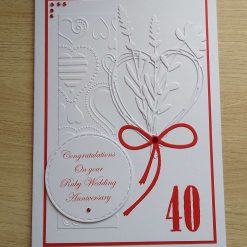 Anniversary Card - Ruby Wedding Hearts and Flowers 2 Anniversary Card - Ruby Wedding Hearts and Flowers 2