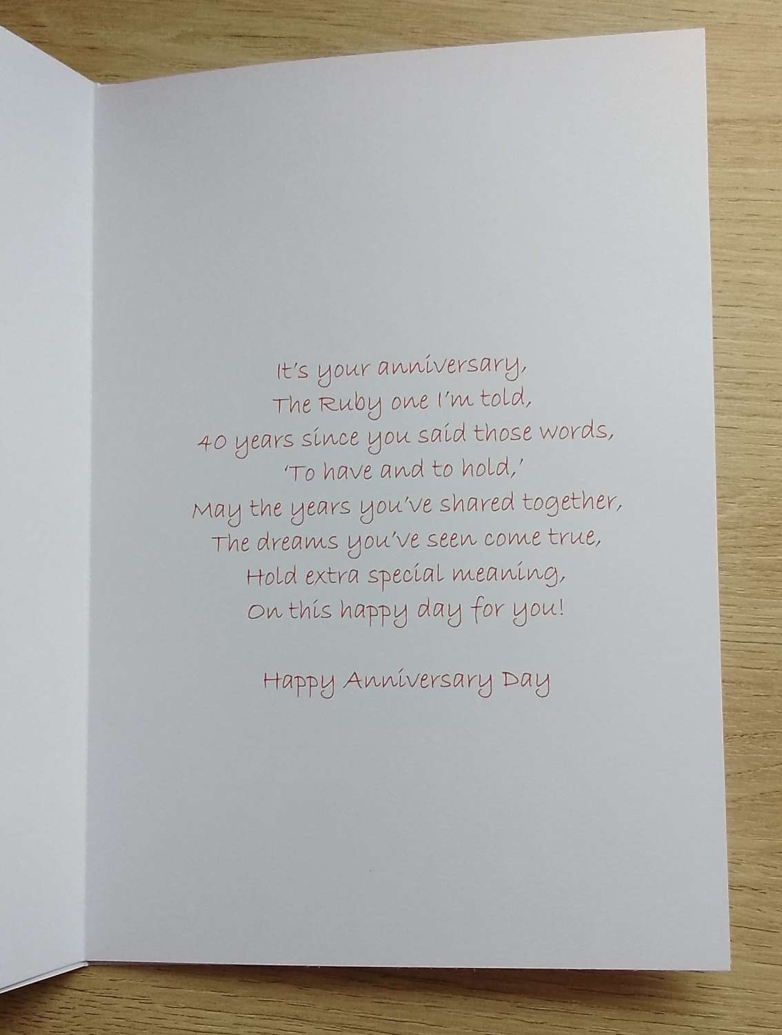 Anniversary Card - Ruby Wedding Hearts and Flowers Anniversary Card - Ruby Wedding Hearts and Flowers