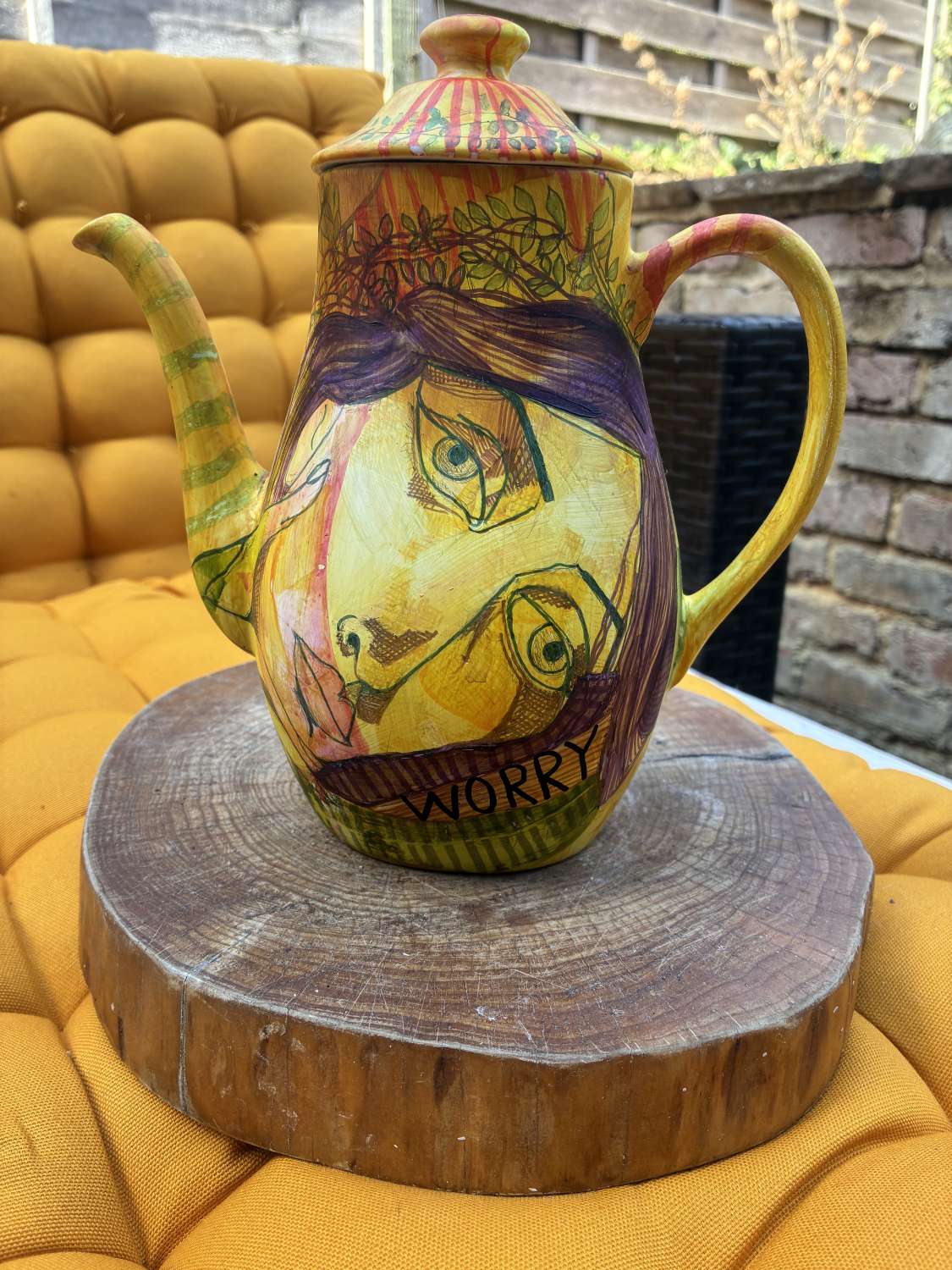 Hand-painted Worry Teapot: Anxiety Art Hand-painted Worry Teapot: Anxiety Art