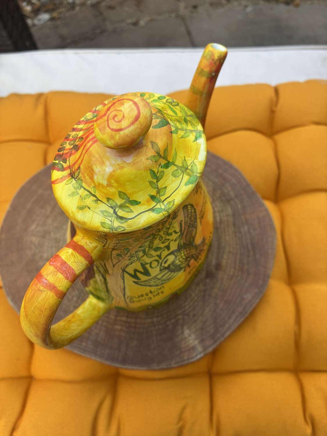 Hand-painted Worry Teapot: Anxiety Art Hand-painted Worry Teapot: Anxiety Art