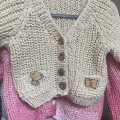 Cream cotton fisherman rib cardigan