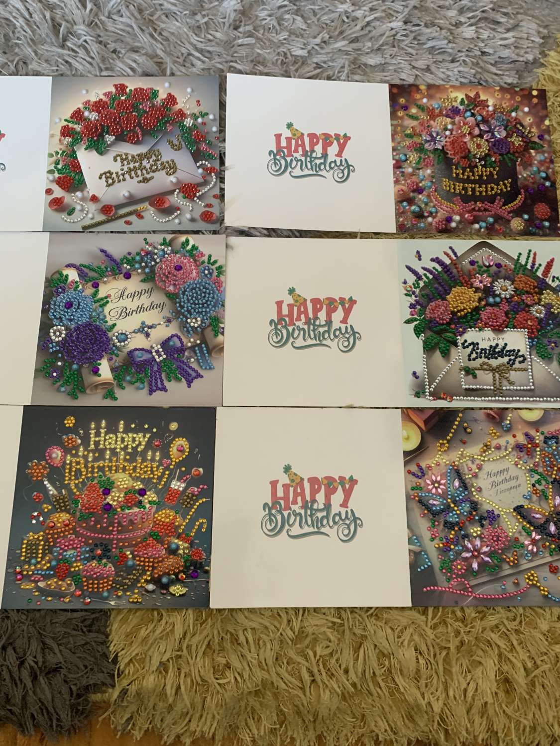 Birthday Cards decorated with Diamond Art Birthday Cards decorated with Diamond Art