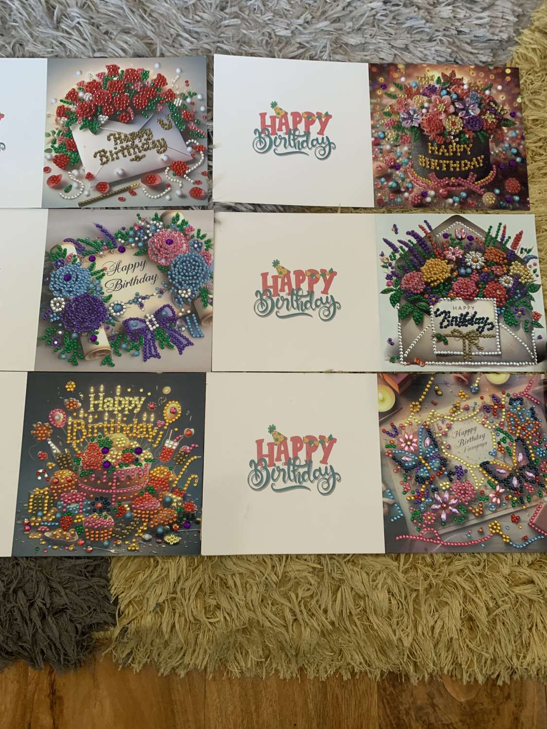 Birthday Cards decorated with Diamond Art Birthday Cards decorated with Diamond Art