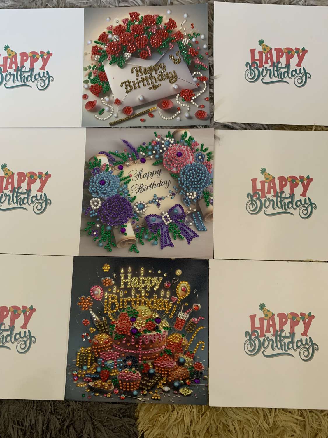 Birthday Cards decorated with Diamond Art Birthday Cards decorated with Diamond Art