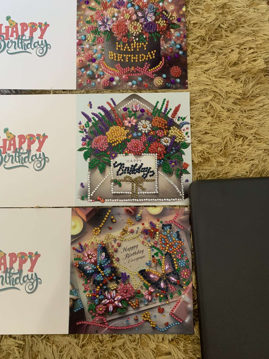 Birthday Cards decorated with Diamond Art Birthday Cards decorated with Diamond Art