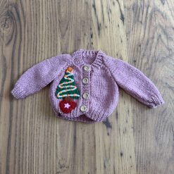 Hand knitted baby Christmas cardigan