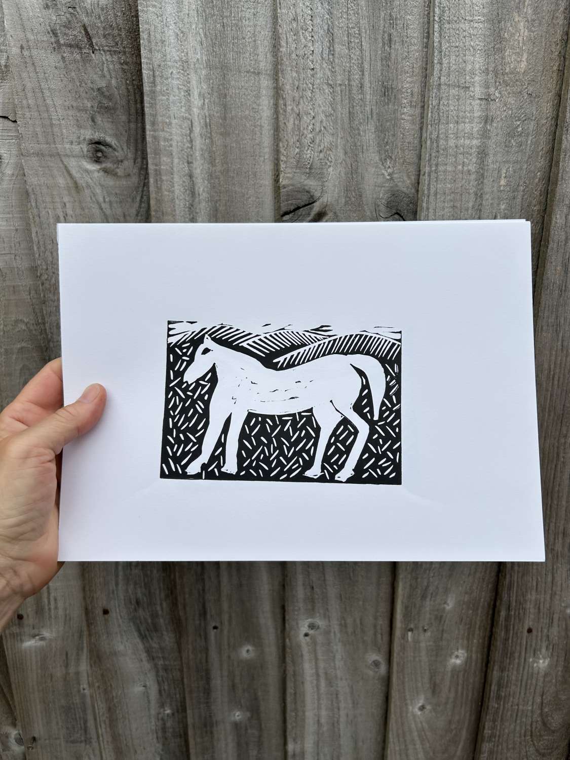 Original linocut print Broad Town White Horse x 1 print Original linocut print Broad Town White Horse x 1 print