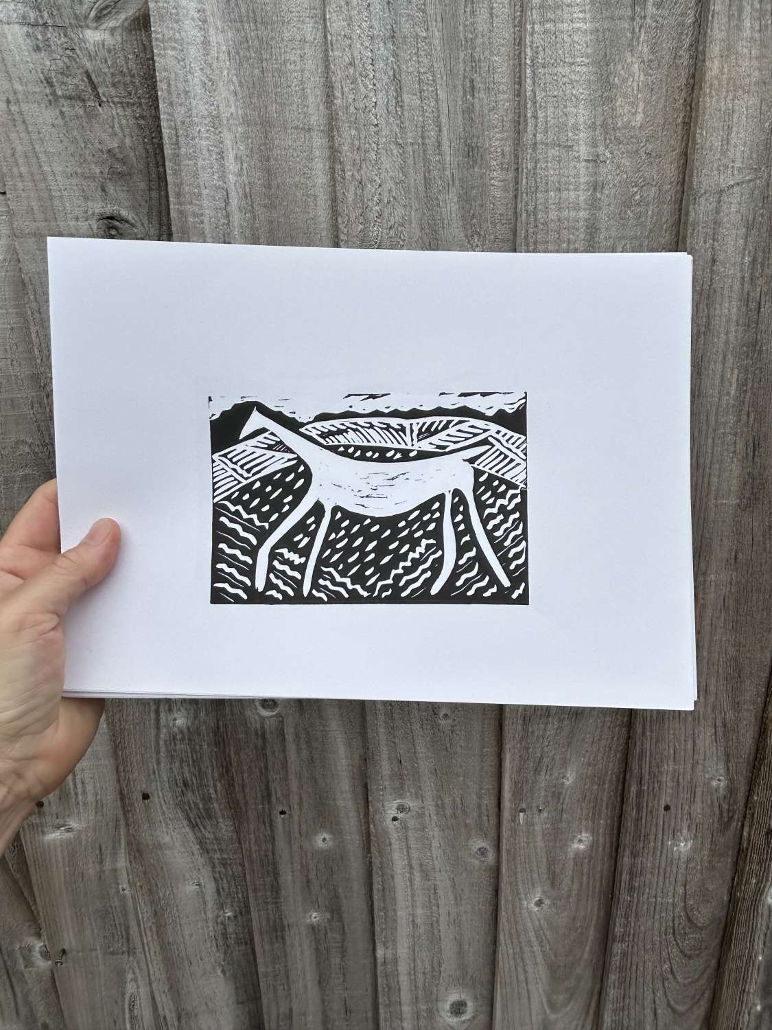 Original linocut print Broad Town White Horse x 1 print Original linocut print Broad Town White Horse x 1 print