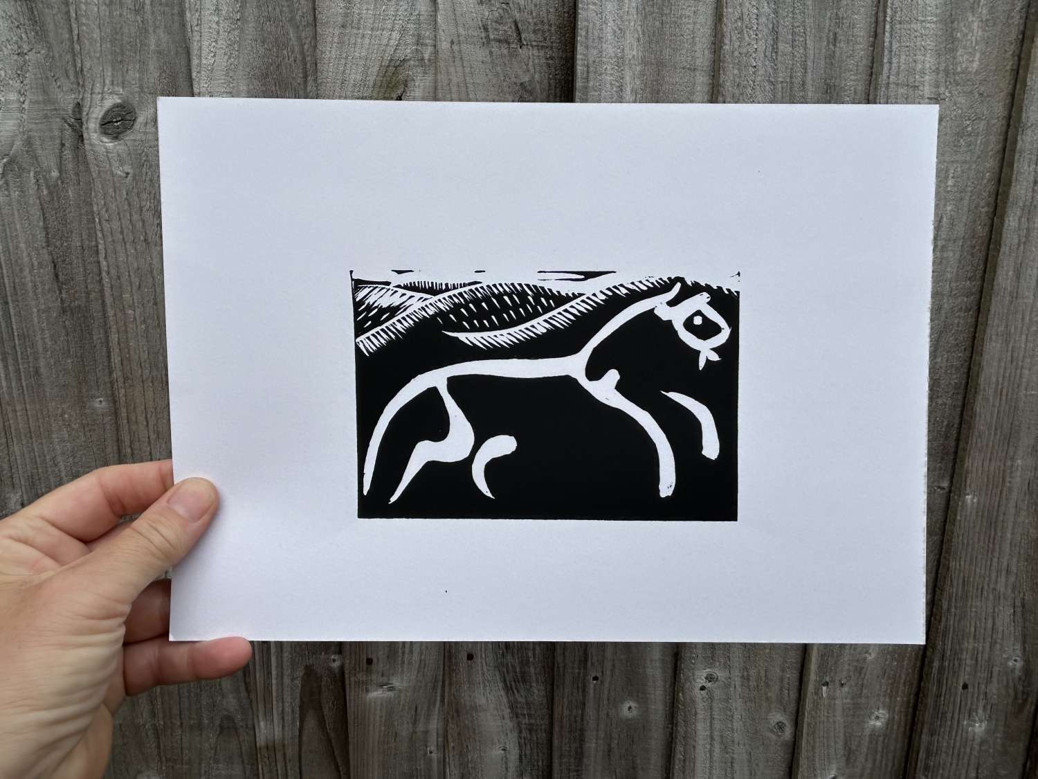 Original linocut print Broad Town White Horse x 1 print Original linocut print Broad Town White Horse x 1 print