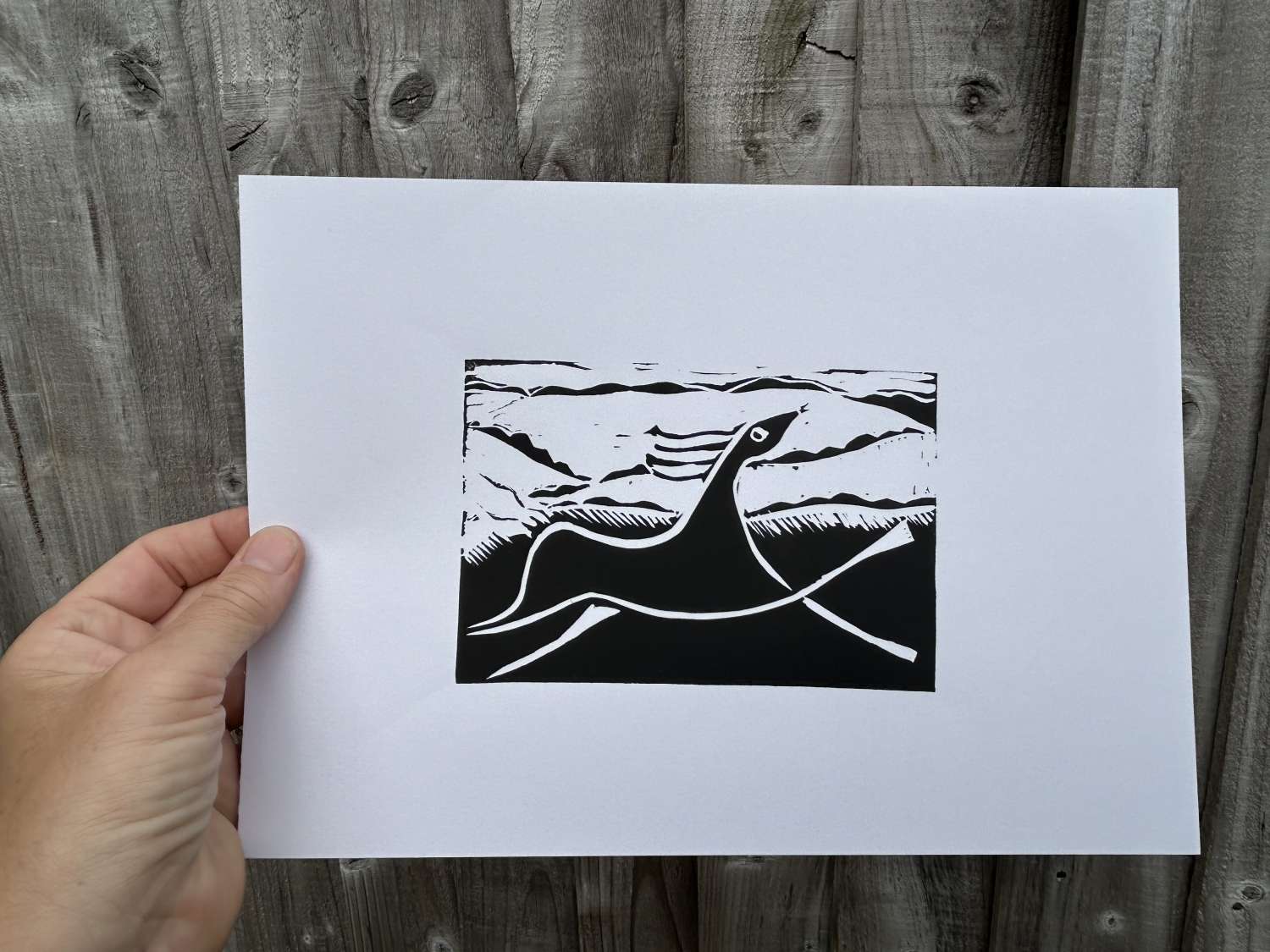 Original linocut print Broad Town White Horse x 1 print Original linocut print Broad Town White Horse x 1 print