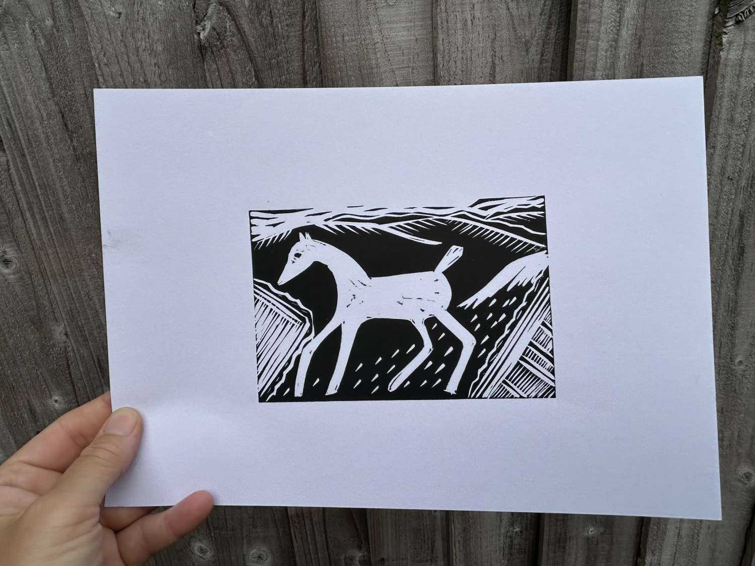 Original linocut print Broad Town White Horse x 1 print Original linocut print Broad Town White Horse x 1 print