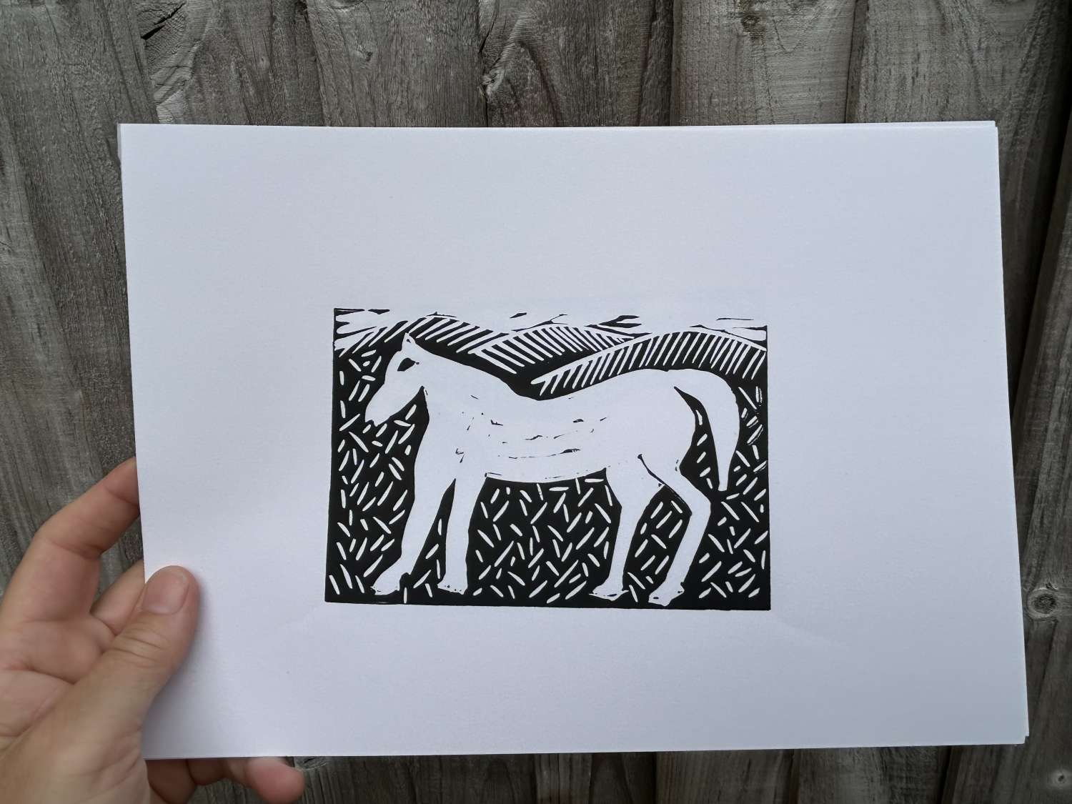 Original linocut print Broad Town White Horse x 1 print Original linocut print Broad Town White Horse x 1 print