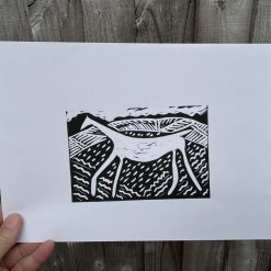 Original linocut print Uffington White Horse Oxford x 1 print 2 Original linocut print Uffington White Horse Oxford x 1 print 2