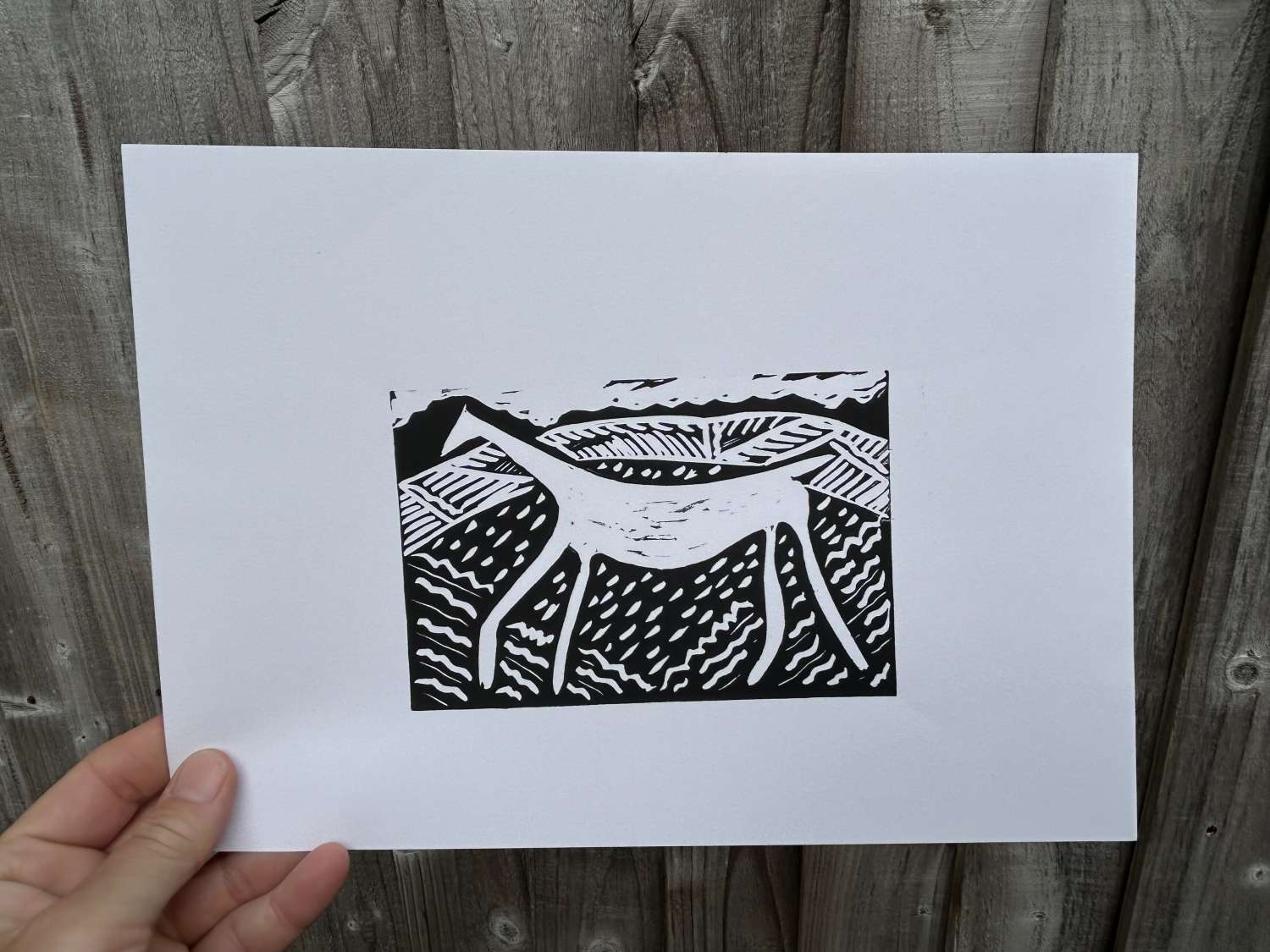 Original linocut print Broad Town White Horse x 1 print Original linocut print Broad Town White Horse x 1 print