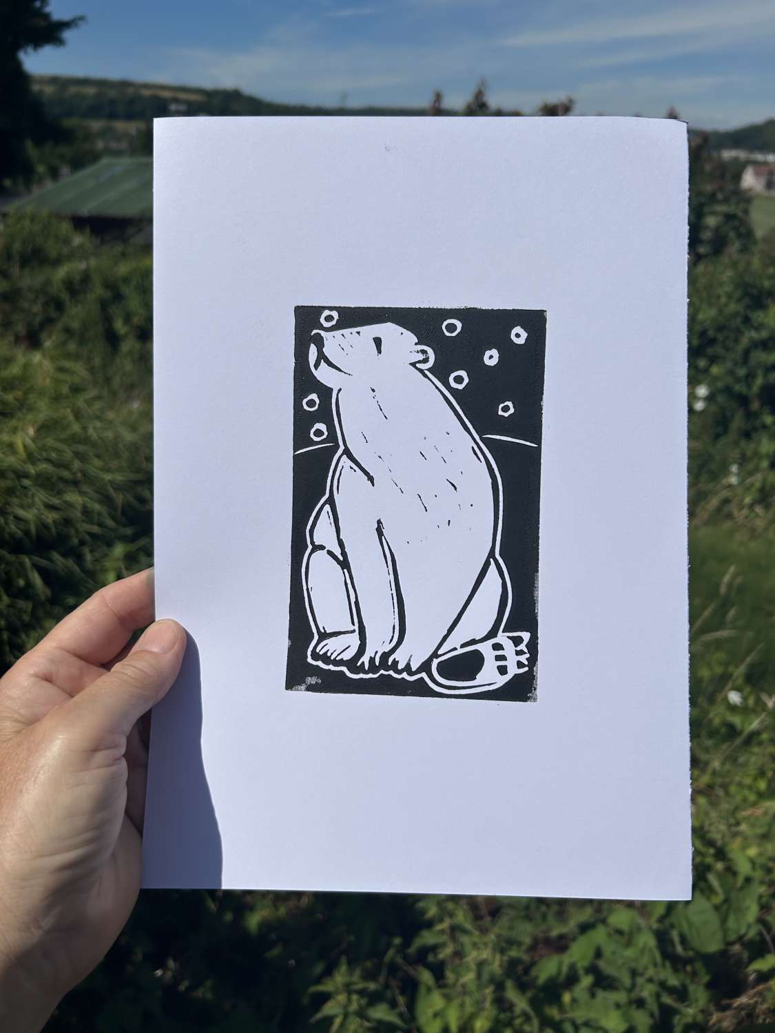 Original linocut print Broad Town White Horse x 1 print Original linocut print Broad Town White Horse x 1 print