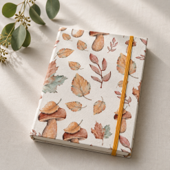 Handmade Autumn Toadstool Fabric Notebook | Pocket Journal | Traditional Bookbinding 1